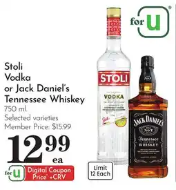 Pavilions Stoli Vodka or Jack Daniel's Tennessee Whiskey offer