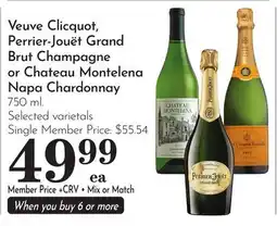 Pavilions Veuve Clicquot, Perrier-Jouët Grand Brut Champagne or Chateau Montelena Napa Chardonnay offer