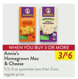 Fresh Thyme Annie's Homegrown Mac & Cheese offer