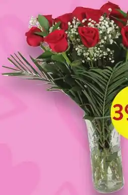 Fresh Thyme Dozen Rose Bouquet with Glass Vase and Bag offer