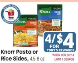 Tony’s Fresh Market Knorr Pasta or Rice Sides offer