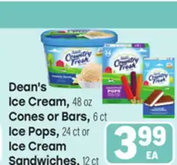 Tony’s Fresh Market Dean's Ice Cream, 48 oz Cones or Bars, 6 ct Ice Pops, 24 ct or Ice Cream Sandwiches, 12 ct offer