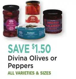 Heinen's Divina Olives or Peppers offer