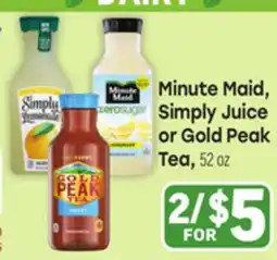 Tony’s Fresh Market Minute Maid, Simply Juice or Gold Peak Tea offer