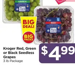 Food 4 Less Kroger Red, Green or Black Seedless Grapes offer