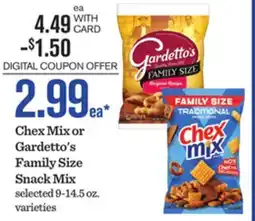 Mariano's Chex Mix or Gardetto's Family Size Snack Mix offer