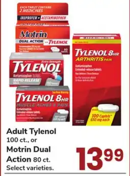 Jewel-Osco Adult Tylenol 100 ct., or Motrin Dual Action 80 ct offer