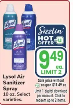 Jewel-Osco Lysol Air Sanitizer Spray offer