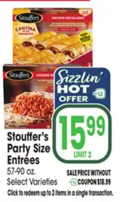 Jewel-Osco Stouffer's Party Size Entrées offer