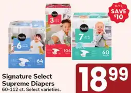 Jewel-Osco Signature Select Supreme Diapers offer