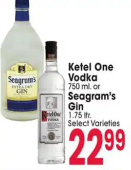 Jewel-Osco Ketel One Vodka 750 ml. or Seagram's Gin 1.75 ltr offer