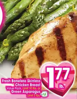 Jewel-Osco Fresh Boneless Skinless Chicken Breast Value Pack or Green Asparagus offer