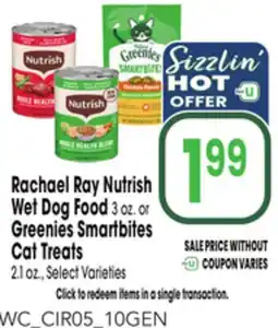 Jewel-Osco Rachael Ray Nutrish Wet Dog Food 3 oz. or Greenies Smartbites Cat Treats 2.1 oz offer