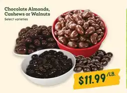 Sprouts Farmers Market Chocolate Almonds, Cashews or Walnuts offer