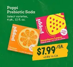Sprouts Farmers Market Poppi Prebiotic Soda offer