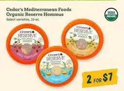 Sprouts Farmers Market Cedar's Mediterranean Foods Organic Reserve Hommus offer