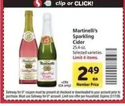 Safeway Martinelli's Sparkling Cider offer