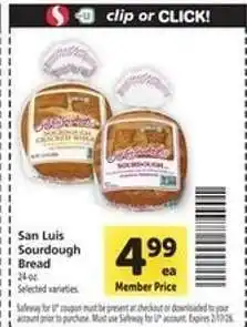 Safeway San Luis Sourdough Bread offer