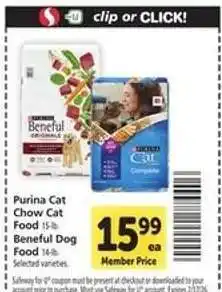 Safeway Purina Cat Chow Cat Food / Beneful Dog Food offer