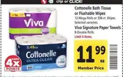 Safeway Cottonelle Bath Tissue or Flushable Wipes offer