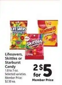Safeway Lifesavers, Skittles or Starburst Candy offer
