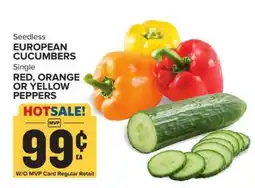 Food Lion Seedless European Cucumbers or Single Red, Orange or Yellow Peppers offer