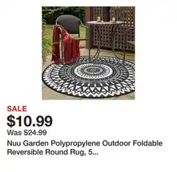 Tractor Supply Company Nuu Garden Polypropylene Outdoor Foldable Reversible Round Rug, 5 ft., Black/White offer