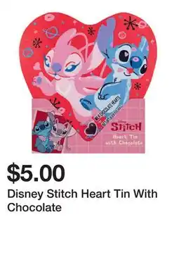 Five Below Disney Stitch Heart Tin With Chocolate offer