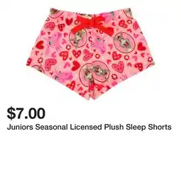 Five Below Juniors Seasonal Licensed Plush Sleep Shorts offer