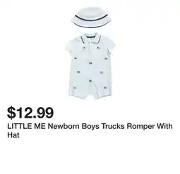 Marshalls LITTLE ME Newborn Boys Trucks Romper With Hat offer