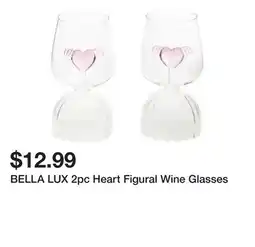 Marshalls BELLA LUX 2pc Heart Figural Wine Glasses offer
