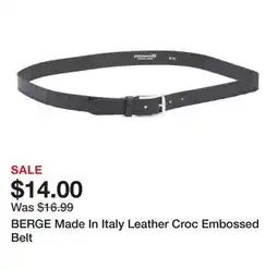 Marshalls BERGE Made In Italy Leather Croc Embossed Belt offer