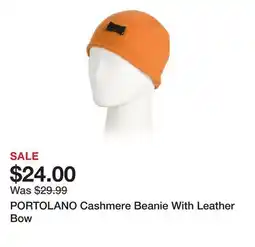 Marshalls PORTOLANO Cashmere Beanie With Leather Bow offer