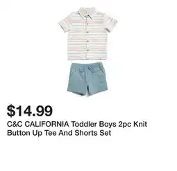 Marshalls C&C CALIFORNIA Toddler Boys 2pc Knit Button Up Tee And Shorts Set offer