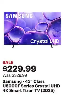 Best Buy Samsung - 43 Class U8000F Series Crystal UHD 4K Smart Tizen TV (2025) offer