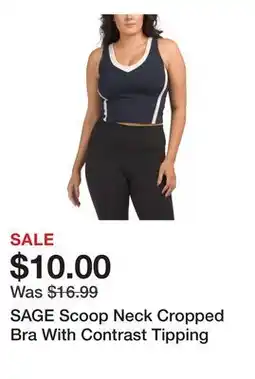 Marshalls SAGE Scoop Neck Cropped Bra With Contrast Tipping offer