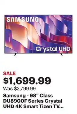 Best Buy Samsung - 98 Class DU8900F Series Crystal UHD 4K Smart Tizen TV (2025) offer