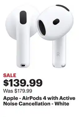 Best Buy Apple - AirPods 4 with Active Noise Cancellation - White offer
