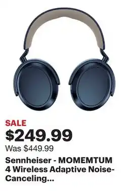 Best Buy Sennheiser - MOMEMTUM 4 Wireless Adaptive Noise-Canceling Over-The-Ear Headphones - Denim offer