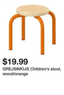 Ikea GREJSIMOJS Children's stool, wood/orange offer