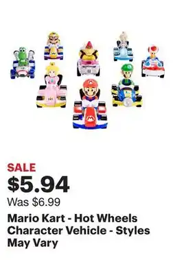 Best Buy Mario Kart - Hot Wheels Character Vehicle - Styles May Vary offer