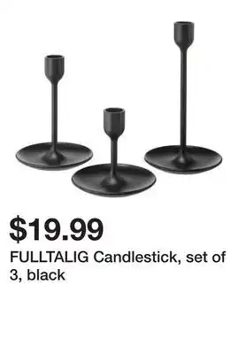 Ikea FULLTALIG Candlestick, set of 3, black offer