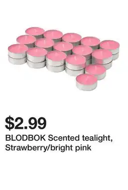Ikea BLODBOK Scented tealight, Strawberry/bright pink offer