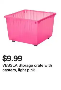 Ikea VESSLA Storage crate with casters, light pink offer