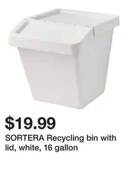 Ikea SORTERA Recycling bin with lid, white, 16 gallon offer