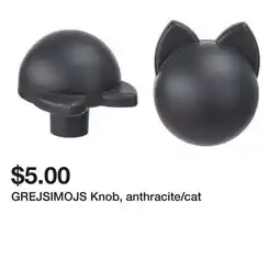 Ikea GREJSIMOJS Knob, anthracite/cat offer