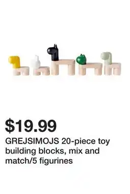 Ikea GREJSIMOJS 20-piece toy building blocks, mix and match/5 figurines offer