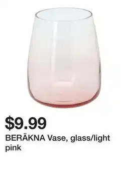 Ikea BERÄKNA Vase, glass/light pink offer