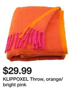 Ikea KLIPPOXEL Throw, orange/bright pink offer