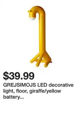 Ikea GREJSIMOJS LED decorative light, floor, giraffe/yellow battery operated offer